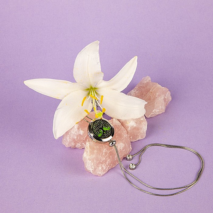 Medalion Pentru Aromaterapie COPACUL VIETII INIMA, cu Lant Snake din Otel Inoxidabil, 52.5 cm [3]