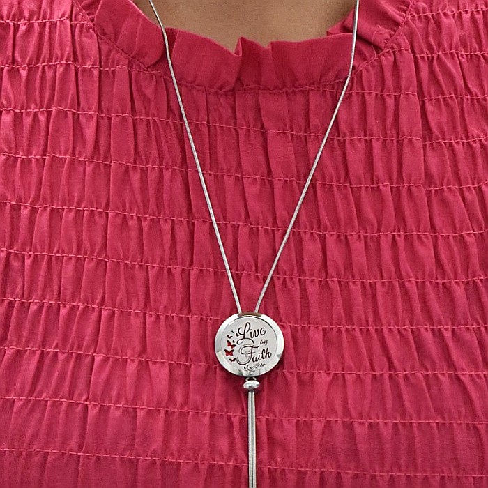 Medalion Pentru Aromaterapie LIVE by FAITH, cu Lant Snake din Otel Inoxidabil, 52.5 cm [8]