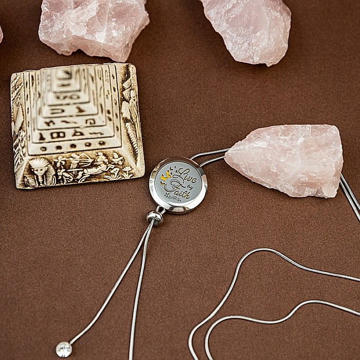 Medalion Pentru Aromaterapie LIVE by FAITH, cu Lant Snake din Otel Inoxidabil, 52.5 cm [7]