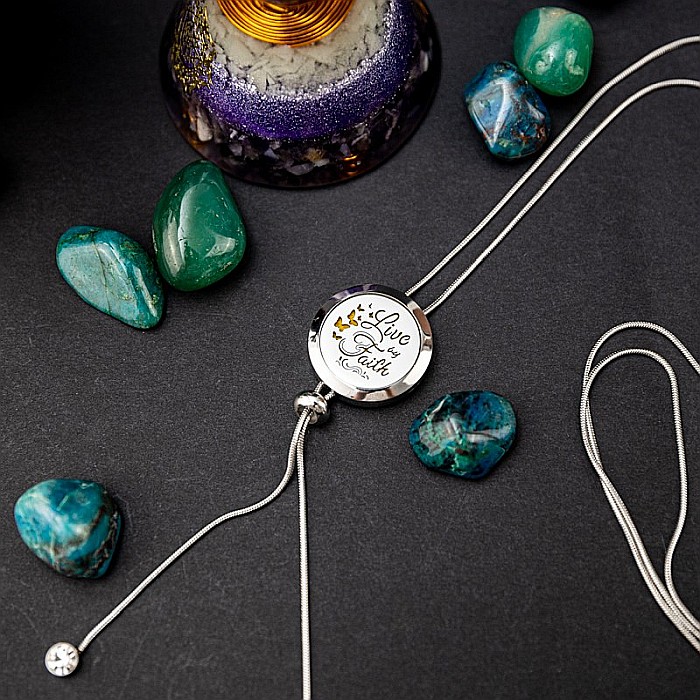 Medalion Pentru Aromaterapie LIVE by FAITH, cu Lant Snake din Otel Inoxidabil, 52.5 cm [5]