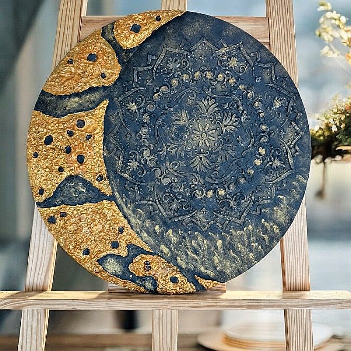 Moon Mandala-tablou unicat pictat manual, 40 cm [4]