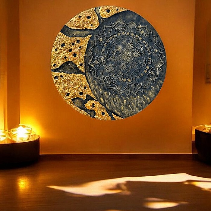 Moon Mandala-tablou unicat pictat manual, 40 cm [2]