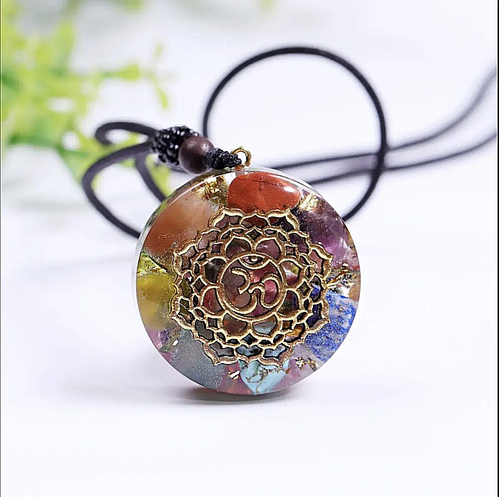 Orgonit cu simbolul OM, cristale 7 Chakre si Turmalina, Generator de Energie, pentru Yoga si Meditatie [2]