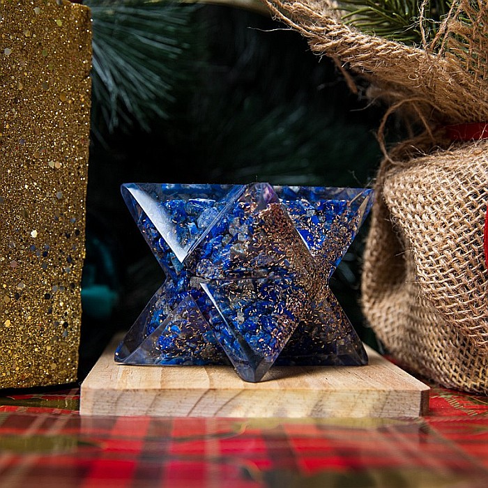 Orgonit Merkaba, pietre semipretioase Lapis Lazuli, 6cm [8]