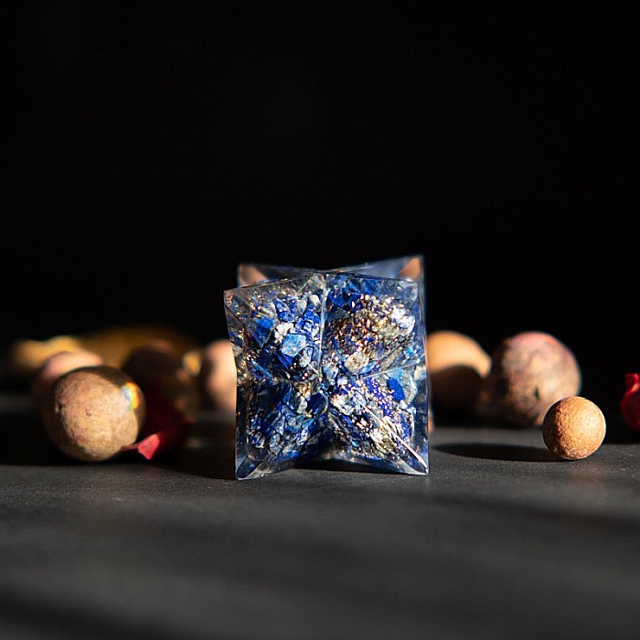 Orgonit Merkaba, pietre semipretioase Lapis Lazuli, 6cm [6]