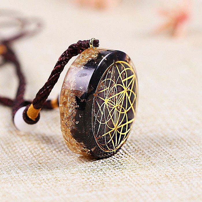 Pandantiv Cristal Obsidian si Ametist Orgonit Ozzy, simbol Samanta Vietii [4]