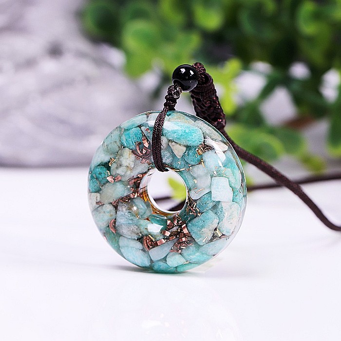 Pandantiv Cristale Amazonit Orgonic Nayan cu Spirala de Cupru [4]