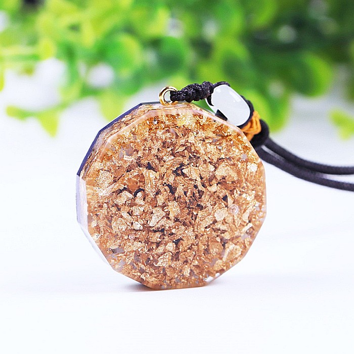 Pandantiv Cristale Lapis Lazuli Orgon Ruben cu Simbol SriYantra si Foite de Cupru [2]