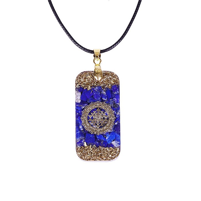 Pandantiv Pietre Semipretioase Lapis Lazuli Orgonit Oliver, Simbol SriYantra [6]
