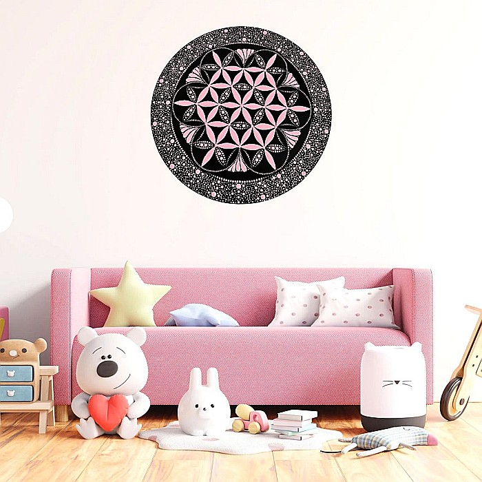 Pictura Floarea Vietii Model Unicat realizat in culori acrilice pe suport de lemn de 30 cm [5]