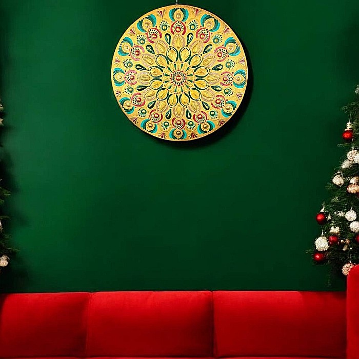 Pictura Mandala Unicat decoratiune pentru Craciun, 30 cm [6]