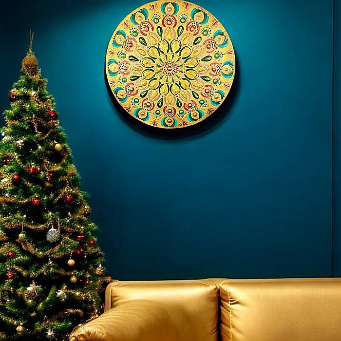 Pictura Mandala Unicat decoratiune pentru Craciun, 30 cm [2]