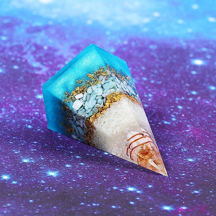 Piramida Orgonica Avi cu cristale de Amazonit, piatra luminoasa si cupru [5]