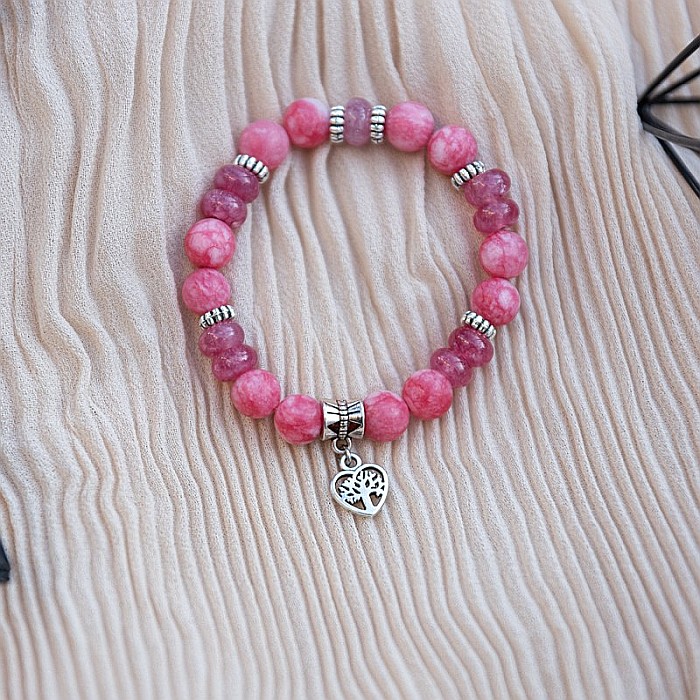 Rose, bratara dama realizata manual din pietre semipretioase de Rodocrozit si Morganit [6]