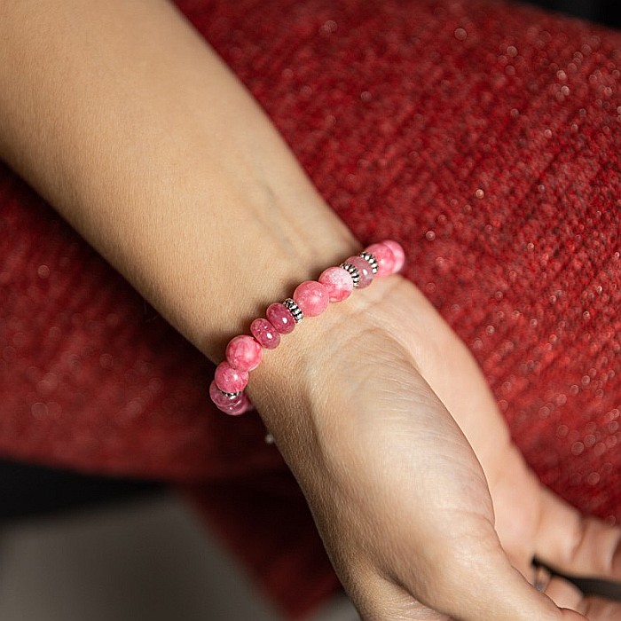 Rose, bratara dama realizata manual din pietre semipretioase de Rodocrozit si Morganit [2]