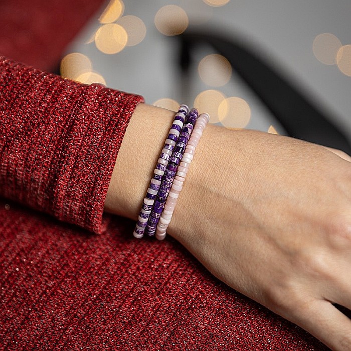 Set 3 bratari handmade Esther din piatra naturala de Jasp Sediment Marin si Cuart Roz [4]