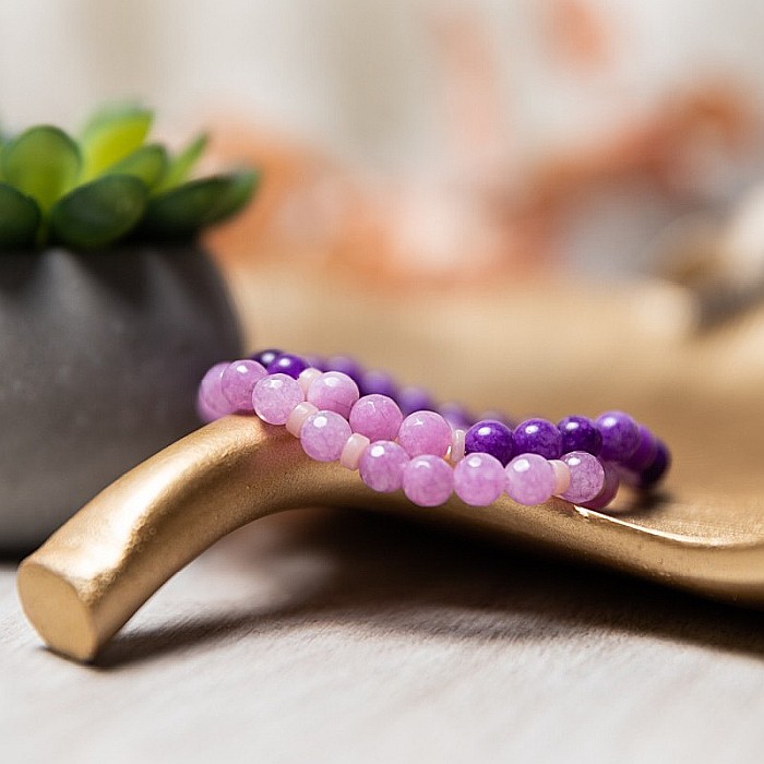 Set bratari handmade Kami pentru femei, din pietre semipretioase de Jad Lila Fatetat si Jad Mov [5]