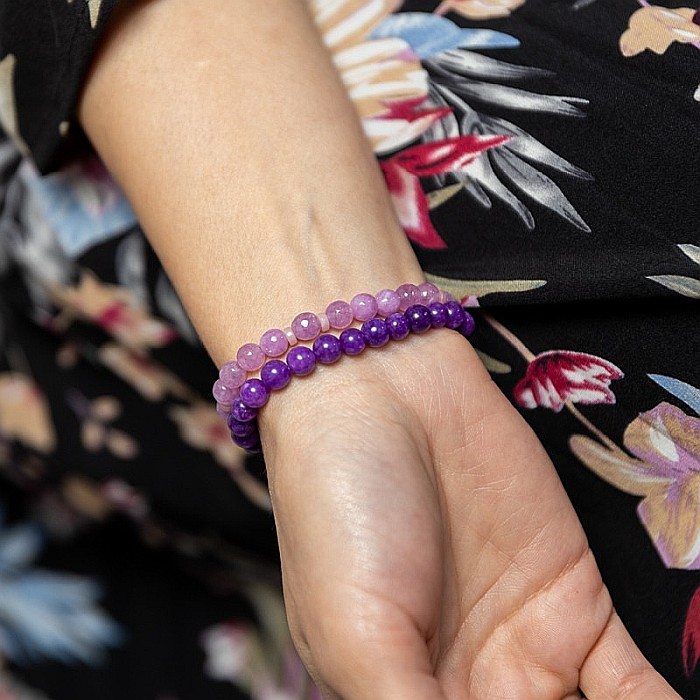 Set bratari handmade Kami pentru femei, din pietre semipretioase de Jad Lila Fatetat si Jad Mov [2]