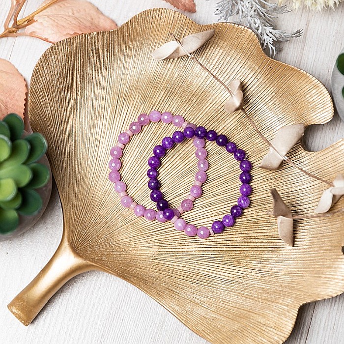 Set bratari handmade Kami pentru femei, din pietre semipretioase de Jad Lila Fatetat si Jad Mov [6]