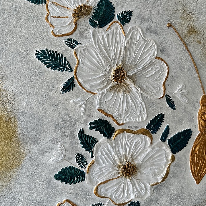 Tablou handmade 'Fluturele Inflorit' realizat pe suport de lemn de 60 cm [7]