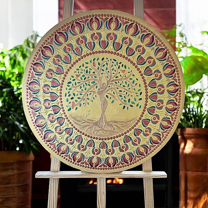 Tablou Mandala Copacul Vietii Femeie Auriu, 60 cm [5]