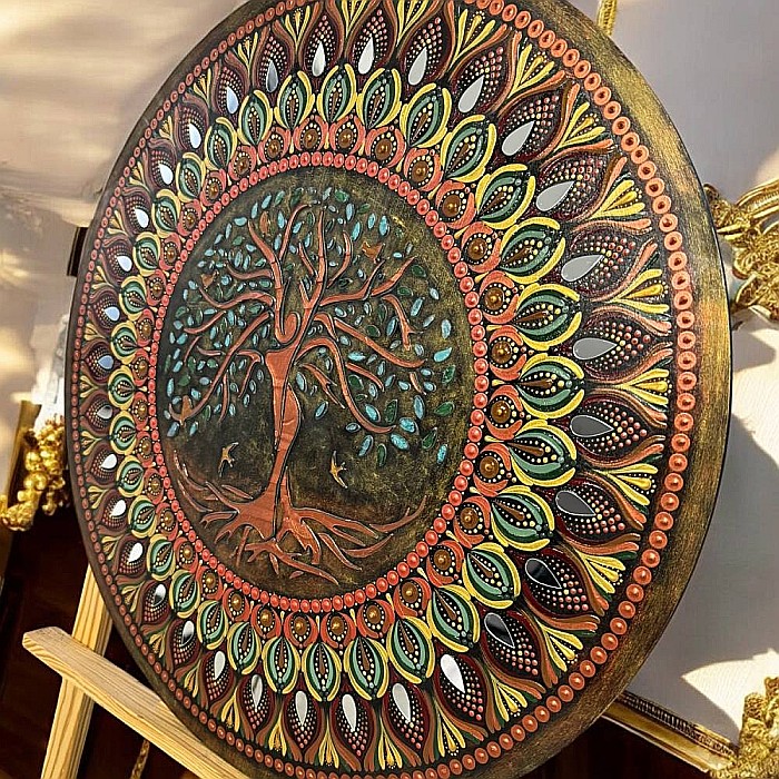 Tablou mandala Copacul Vietii pictat manual, 60 cm [3]