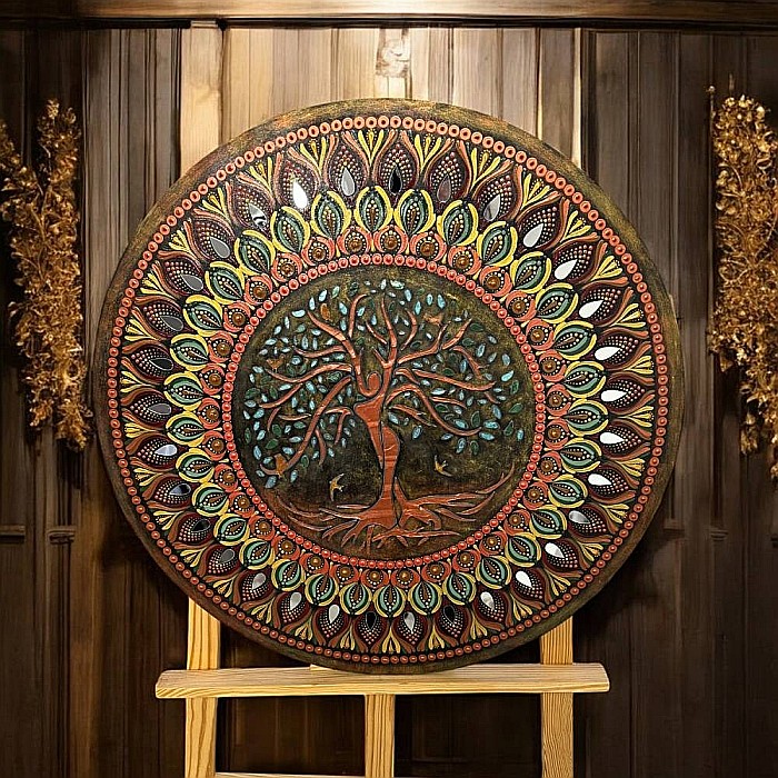 Tablou mandala Copacul Vietii pictat manual, 60 cm [5]