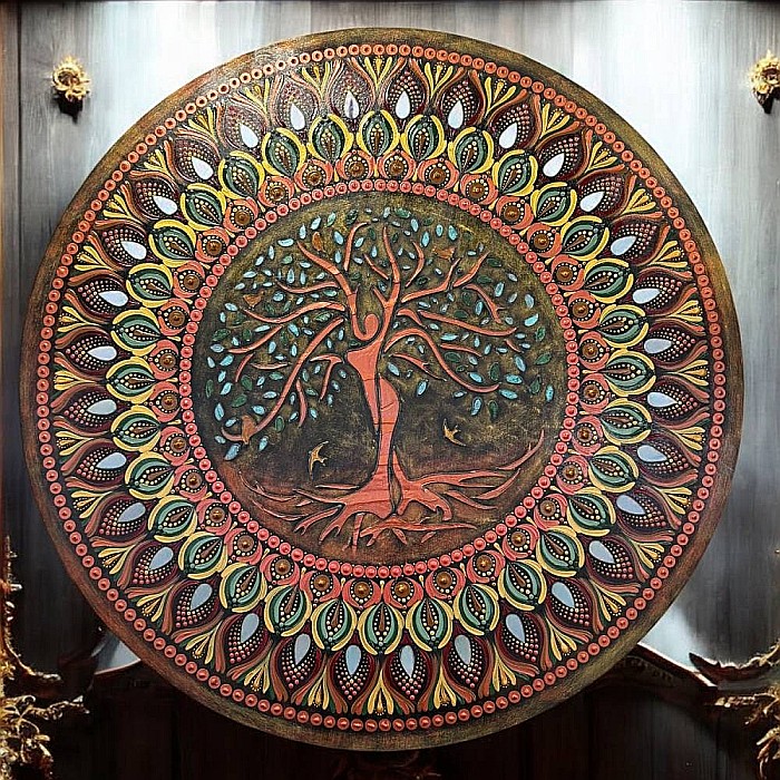 Tablou mandala Copacul Vietii pictat manual, 60 cm [1]