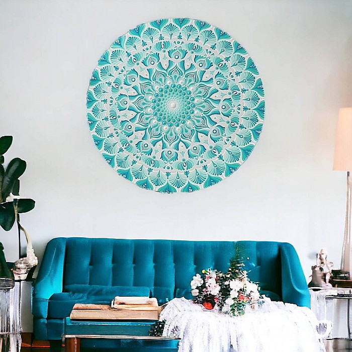 Un memento pentru Calm si Echilibru- Noul Tablou mandala pictat pe suport de lemn, unicat [4]