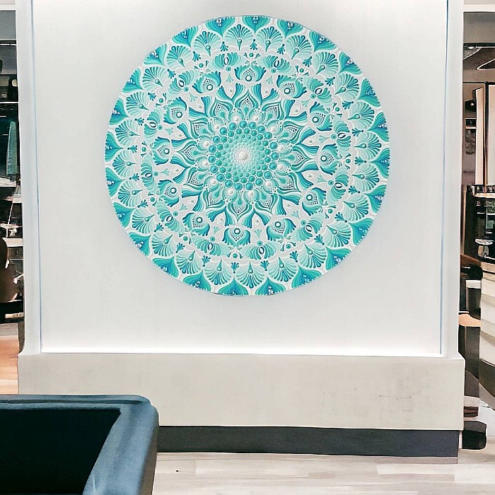 Un memento pentru Calm si Echilibru- Noul Tablou mandala pictat pe suport de lemn, unicat [3]
