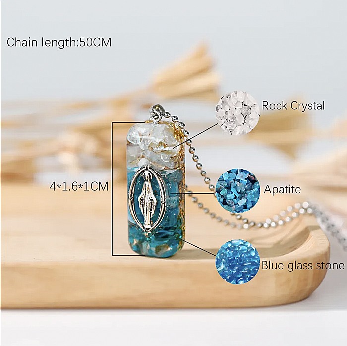 Talisman cu pandantiv orgonit Fecioara Maria din Cristale de Apatit si Cuart [3]