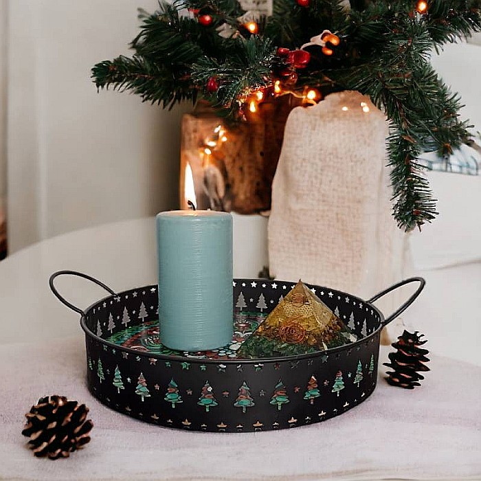 Tava decorativa Craciun unicat pictata manual cu model mandala 2 [5]