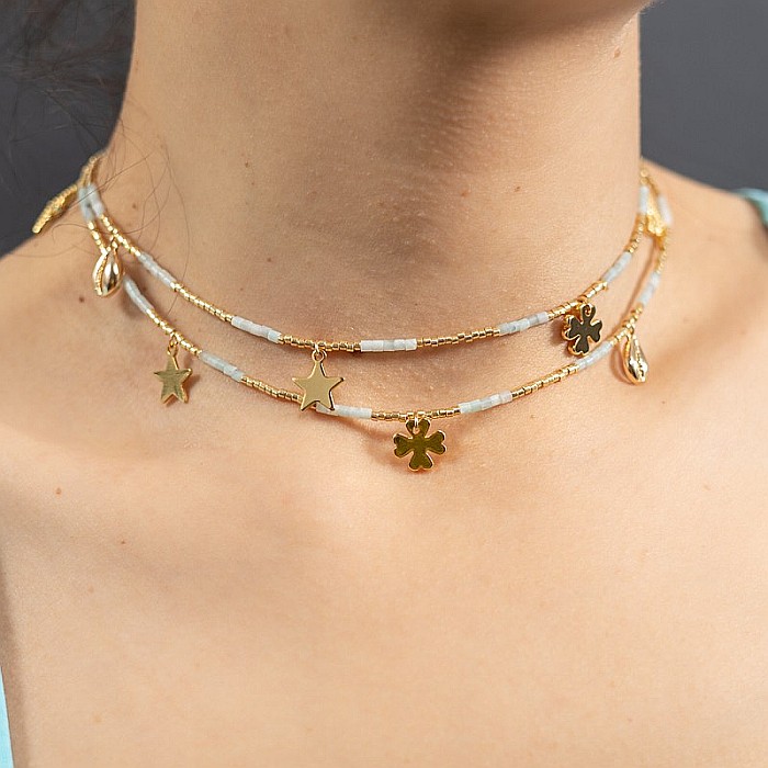 WOW! Lant de talie/Corp versatil din cristale de Acvamarin, placat cu aur de 18K [2]