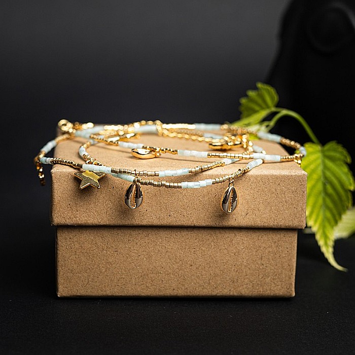 WOW! Lant de talie/Corp versatil din cristale de Acvamarin, placat cu aur de 18K [11]