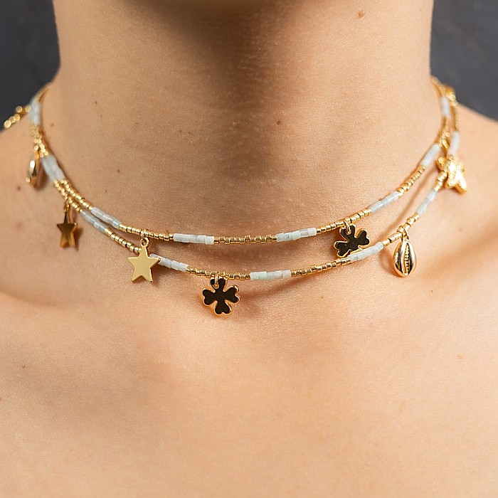 WOW! Lant de talie/Corp versatil din cristale de Acvamarin, placat cu aur de 18K [9]