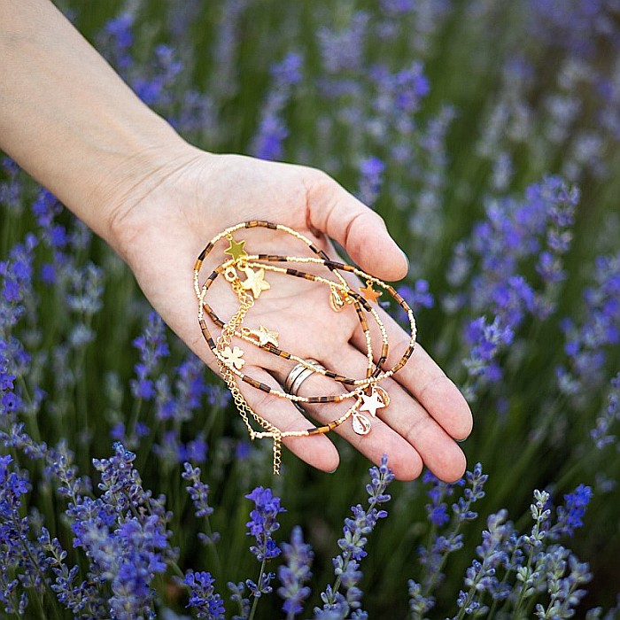 Lant de talie/Corp versatil din cristale de Ochi de Tigru, placat cu aur de 18K [7]