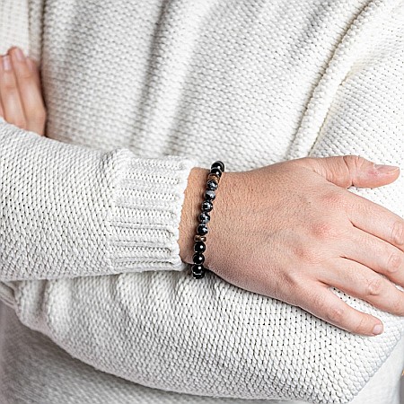 Arif, bratara barbati realizata manual din pietre semipretioase de Obsidian Negru si Obsidian SnowFlake [2]