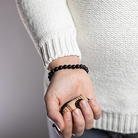 Arif, bratara barbati realizata manual din pietre semipretioase de Obsidian Negru si Obsidian SnowFlake [4]