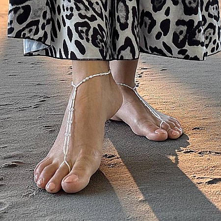 Barefoot bratari picior elegante pentru plaja cu zircon, argint si miyuki [3]