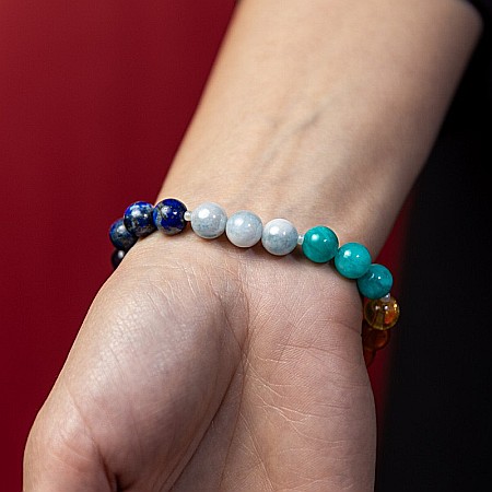 Bratara 7 Chakre Nina din cristale de Ametist, Lapis Lazuli, Angelit, Amazonit, Citrin, Ochi de Tigru si Jad Rosu [3]