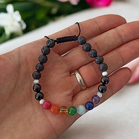 Bratara 7 Chakre Sandina cu snur din cristale naturale 6mm [3]