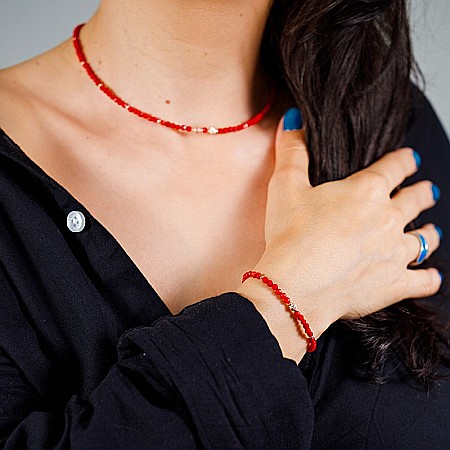 Bratara Antara din Coral Rosu cu accesorii din argint 925 rose gold [8]