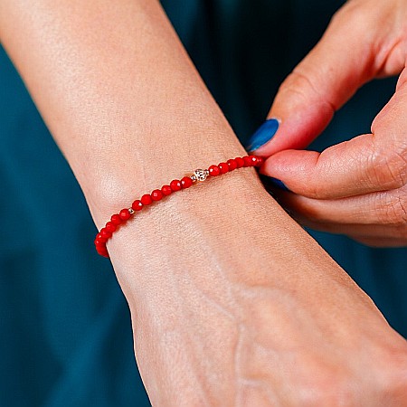 Bratara Antara din Coral Rosu cu accesorii din argint 925 rose gold [11]