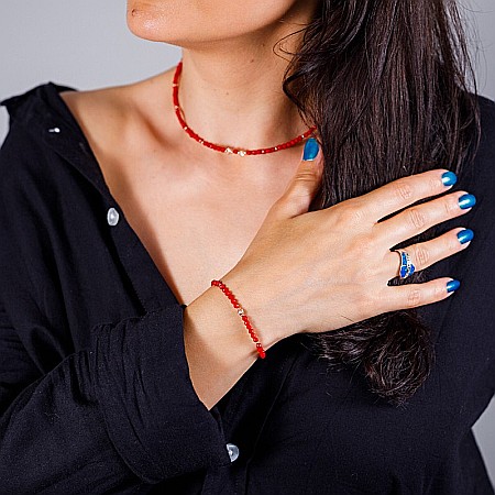 Bratara Antara din Coral Rosu cu accesorii din argint 925 rose gold [1]