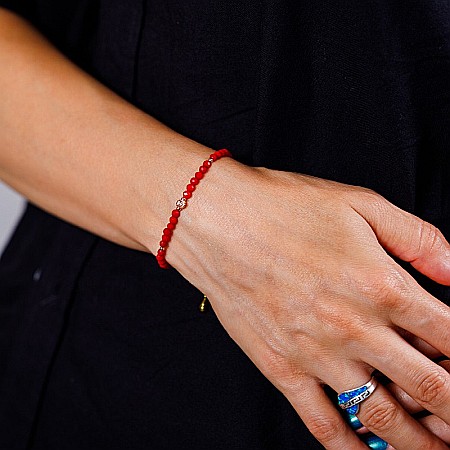 Bratara Antara din Coral Rosu cu accesorii din argint 925 rose gold [4]