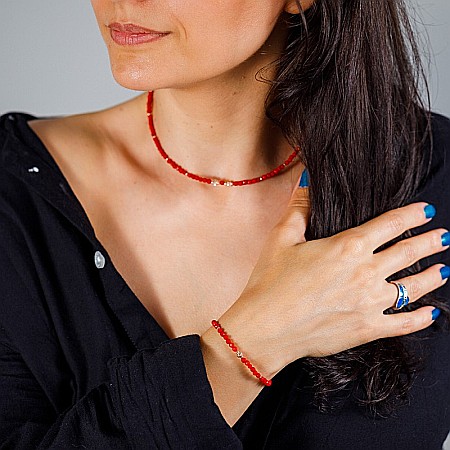 Bratara Antara din Coral Rosu cu accesorii din argint 925 rose gold [3]