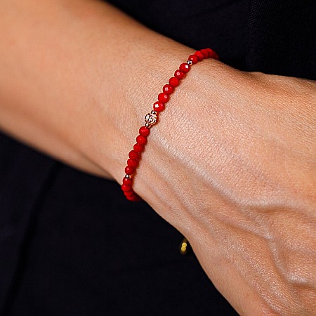 Bratara Antara din Coral Rosu cu accesorii din argint 925 rose gold