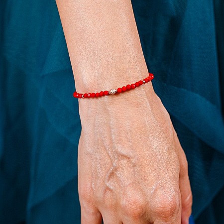 Bratara Antara din Coral Rosu cu accesorii din argint 925 rose gold [6]