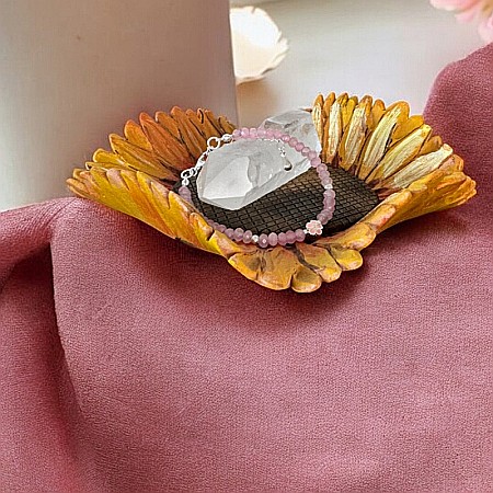 Bratara argint eleganta Anita din cristale de Jad Roz si accesorii din argint 925 [6]