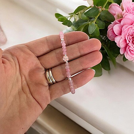 Bratara argint eleganta Anita din cristale de Jad Roz si accesorii din argint 925 [5]